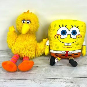 Big bird and SpongeBob plush